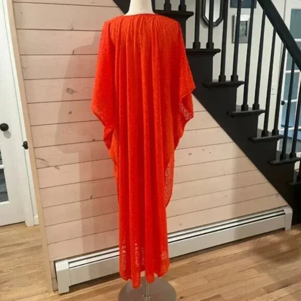 Free People Stevie Sheer Kaftan in Red NWT One Size - Picture 8 of 8